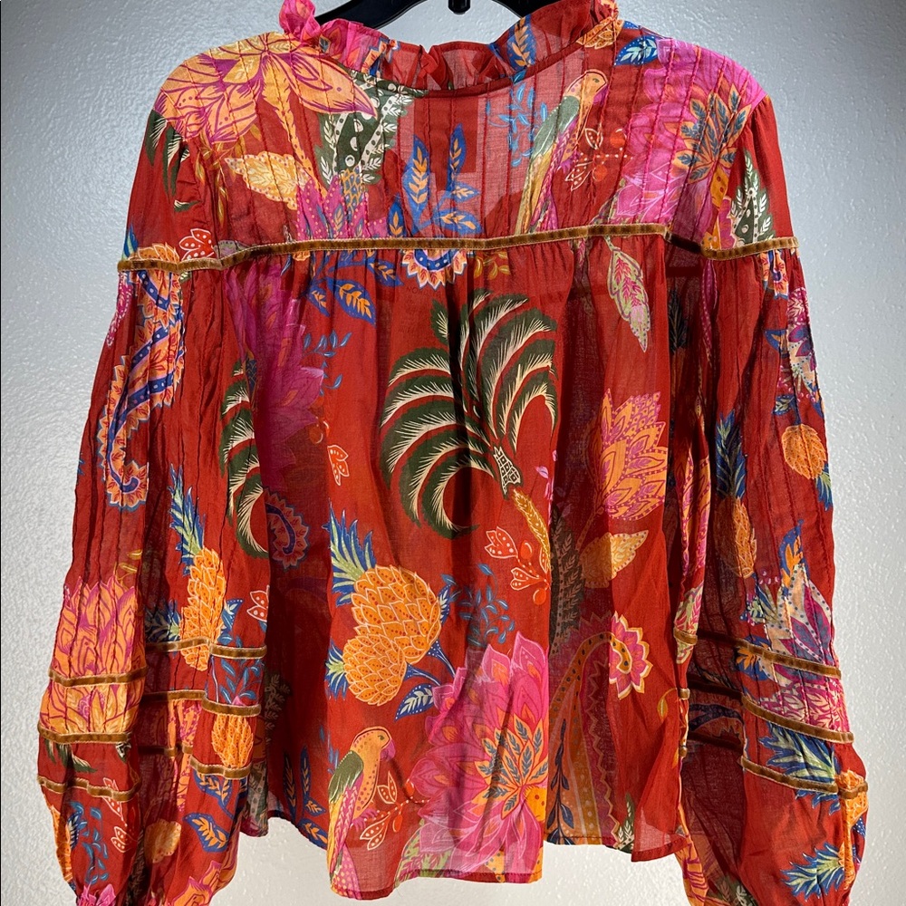 NWT Farm Rio Long Sleeve Cropped Cotton Top - Picture 5 of 7